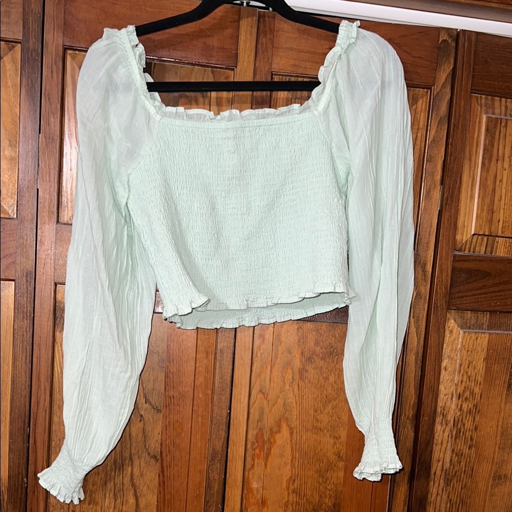 Mint Green Smocked Women's Top